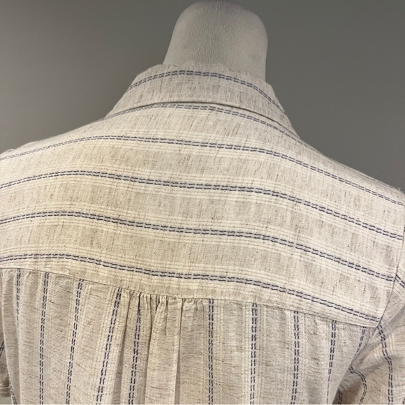 Japna Striped off White short sleeve Button-Down mini Dress size medium‎ - Picture 8 of 13